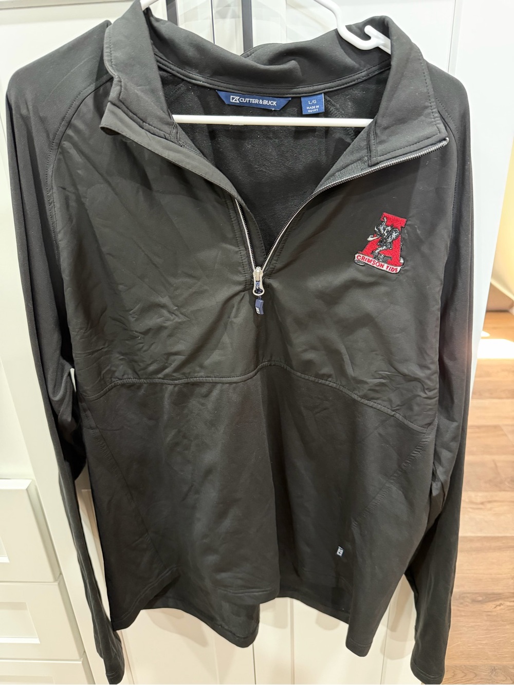 Cutter & Buck Men's Black Quarter-Zip Pullover with Red Alabama A